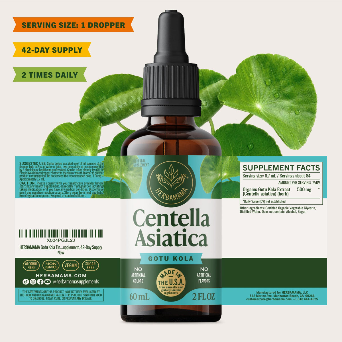 Gouttes de Gotu Kola HERBAMAMA sur langue