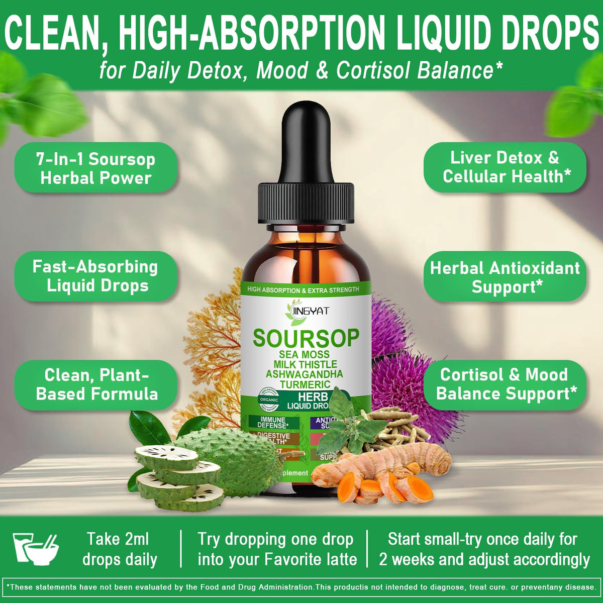 Gouttes de graviola bio JINGYAT avec des ingrédients naturels