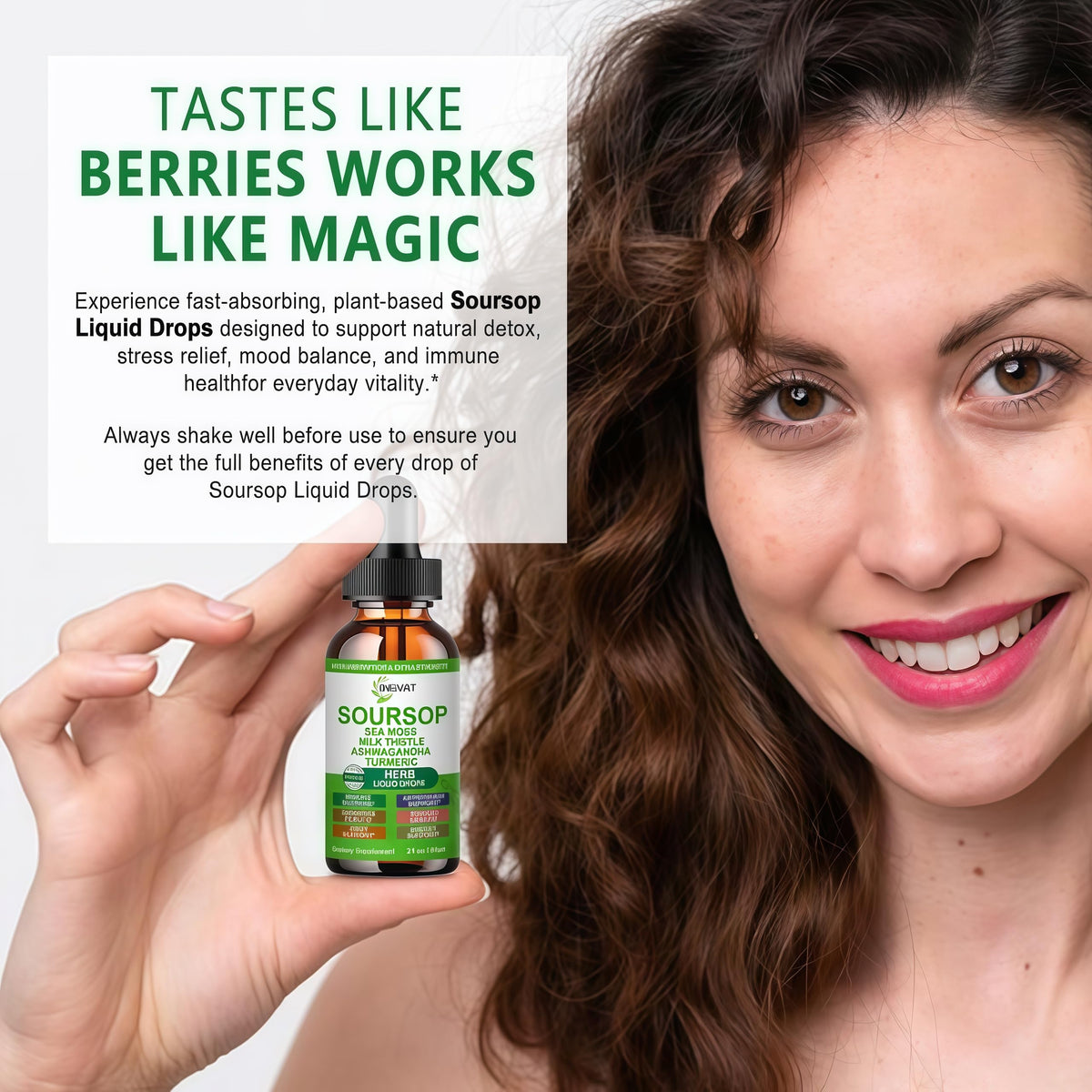 Gouttes de graviola bio JINGYAT avec étiquette et dosage