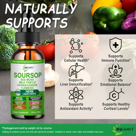 Gouttes de graviola bio JINGYAT sur un fond naturel