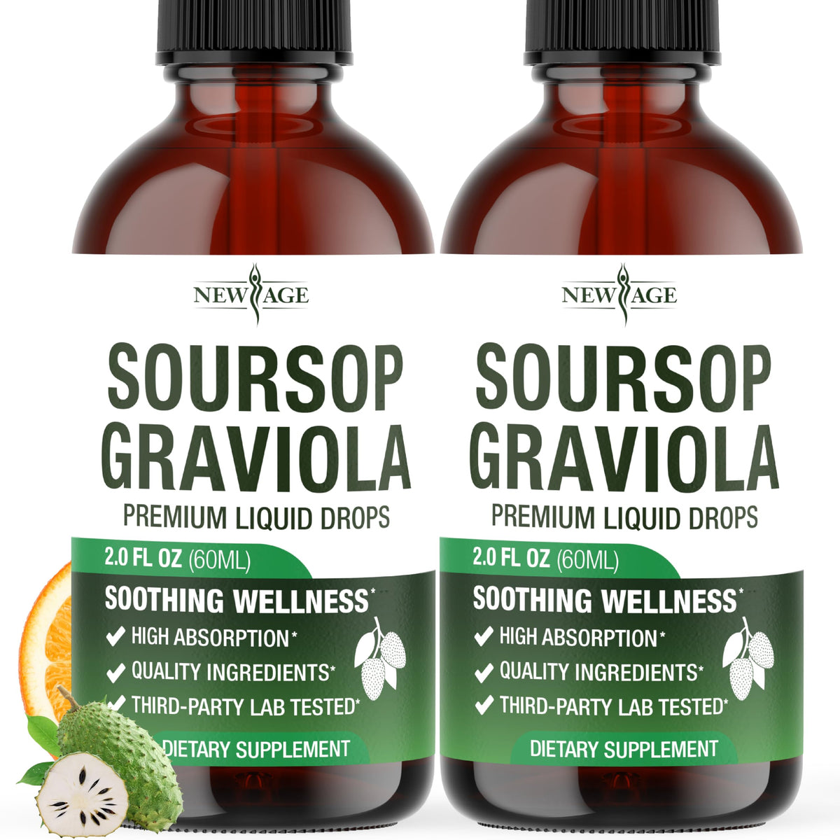 Gouttes de Graviola NEW AGE 118 ml vue avant avec étiquette