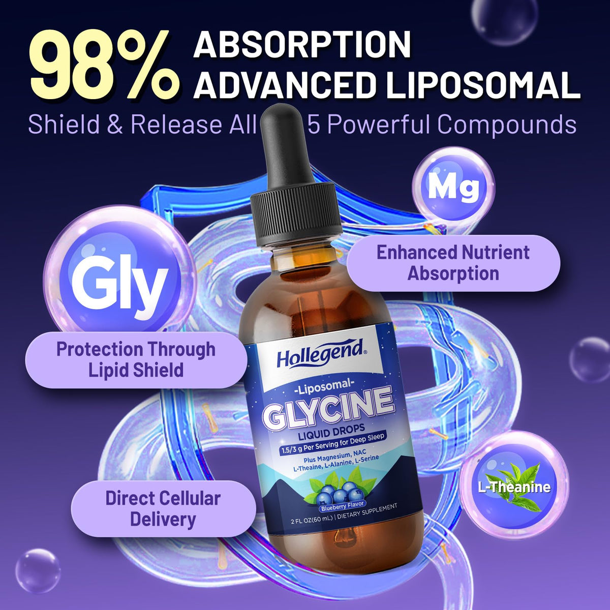 Gouttes de HOLLEGEND Glycine Liquide 3g sur une cuillère