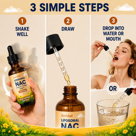 Gouttes de Jorvinl NAC 1000mg avec des fruits frais en arrière-plan