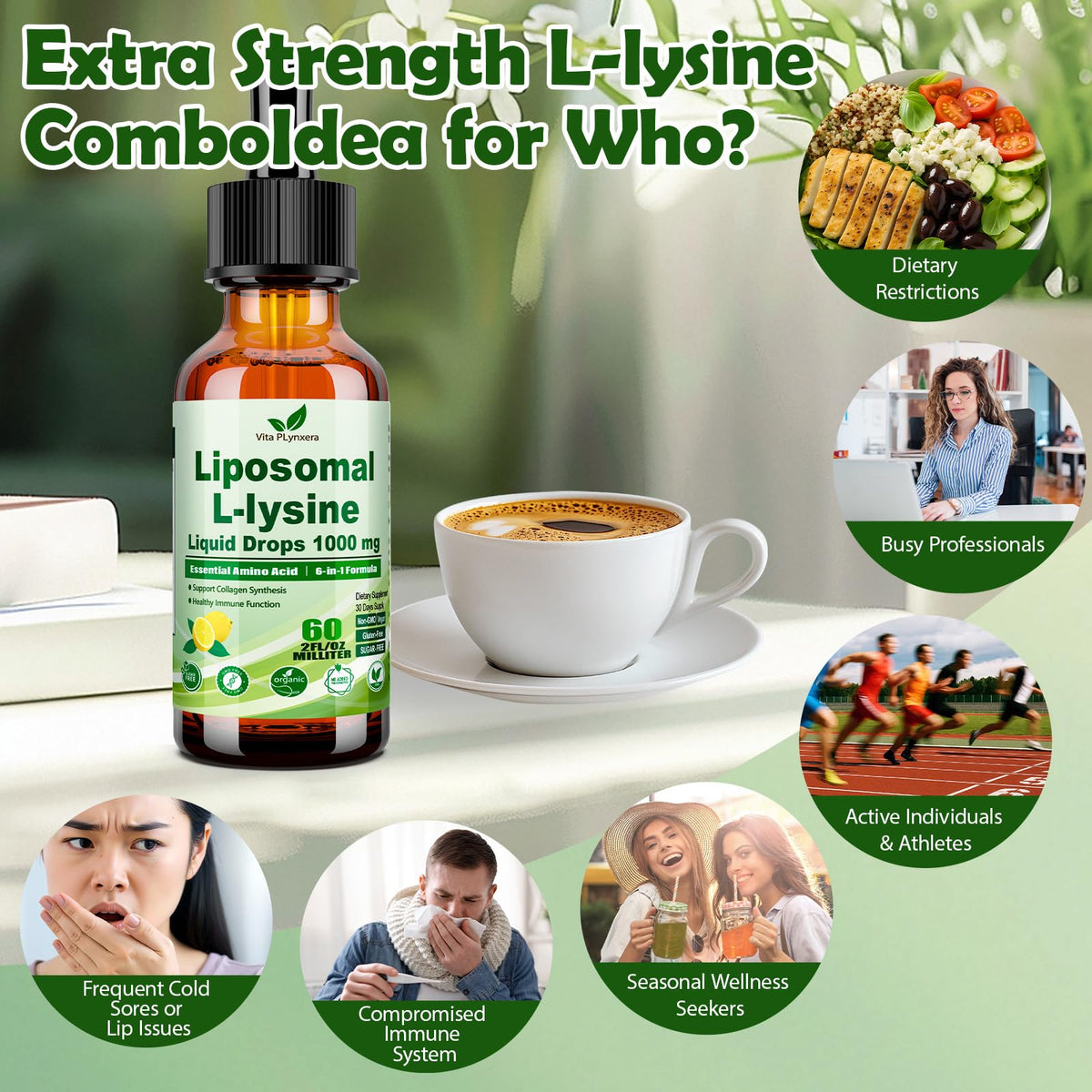 Gouttes de L-Lysine avec un fond de citron