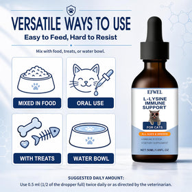 Gouttes de L-Lysine EFWEL pour chats, administration facile
