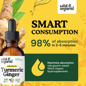 Gouttes de la teinture Wild & Organic Curcuma et Gingembre sur une cuillère