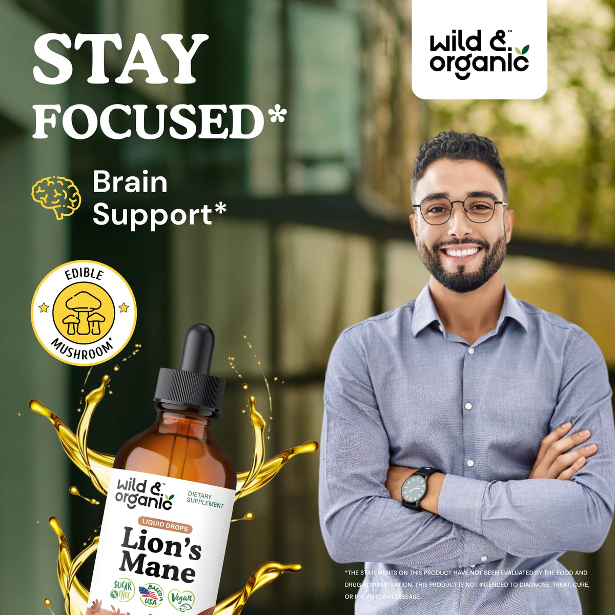 Gouttes de Lion's Mane Wild & Organic avec pipette