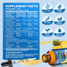 Gouttes de magnésium CNCHEF 60ml avec ingrédients en arrière-plan