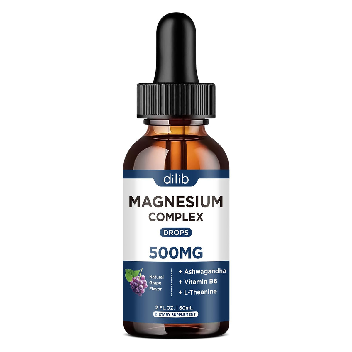 Gouttes de magnésium glycinate 500mg de dilib, étiquette détaillée
