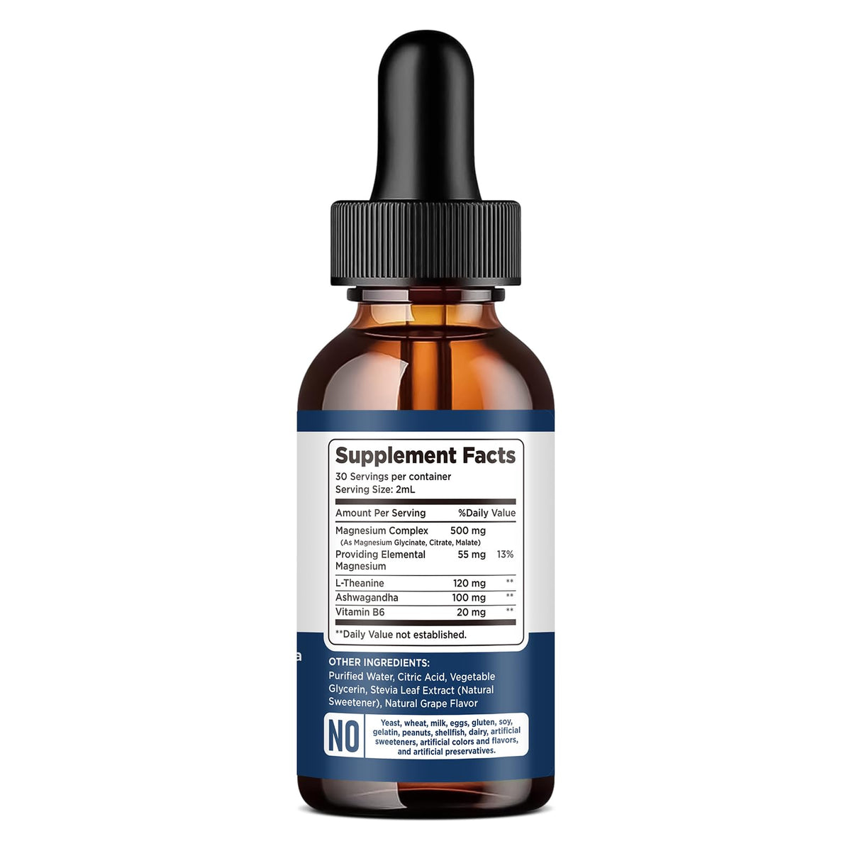 Gouttes de magnésium glycinate 500mg de dilib, flacon ouvert avec goutteur