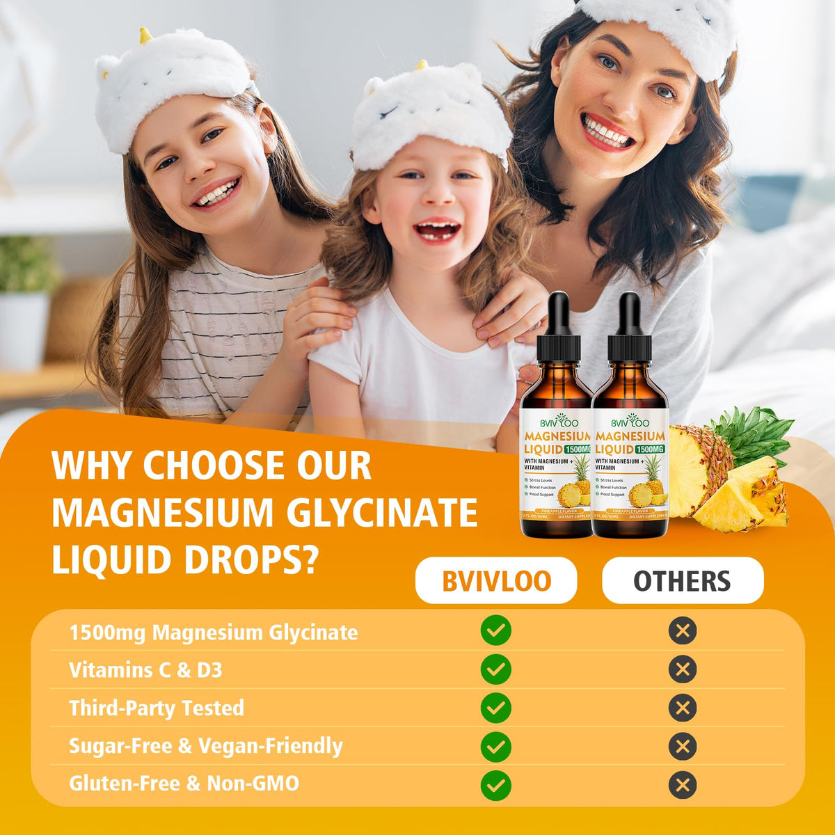 Gouttes de magnésium glycinate BVIVLOO sur une cuillère