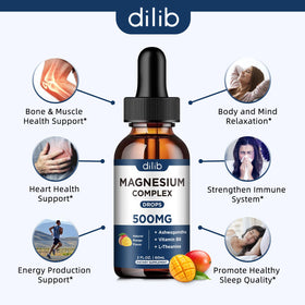 Gouttes de magnésium glycinate dilib 500mg sur une table