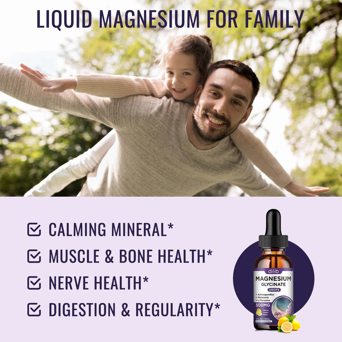Gouttes de magnésium glycinate dilib avec dosage de 2ml