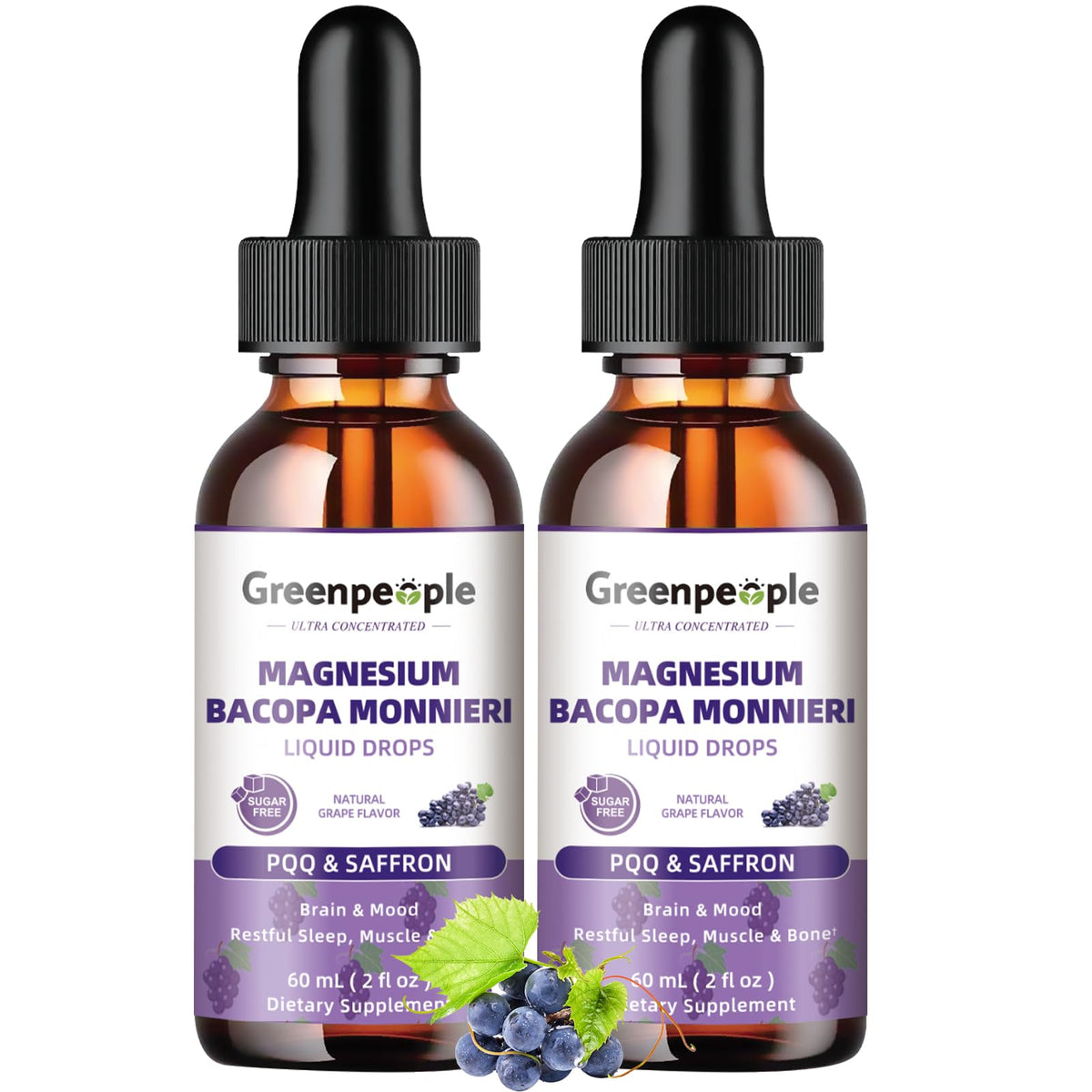 Gouttes de magnésium glycinate GREENPEOPLE 2 fl oz vue avant