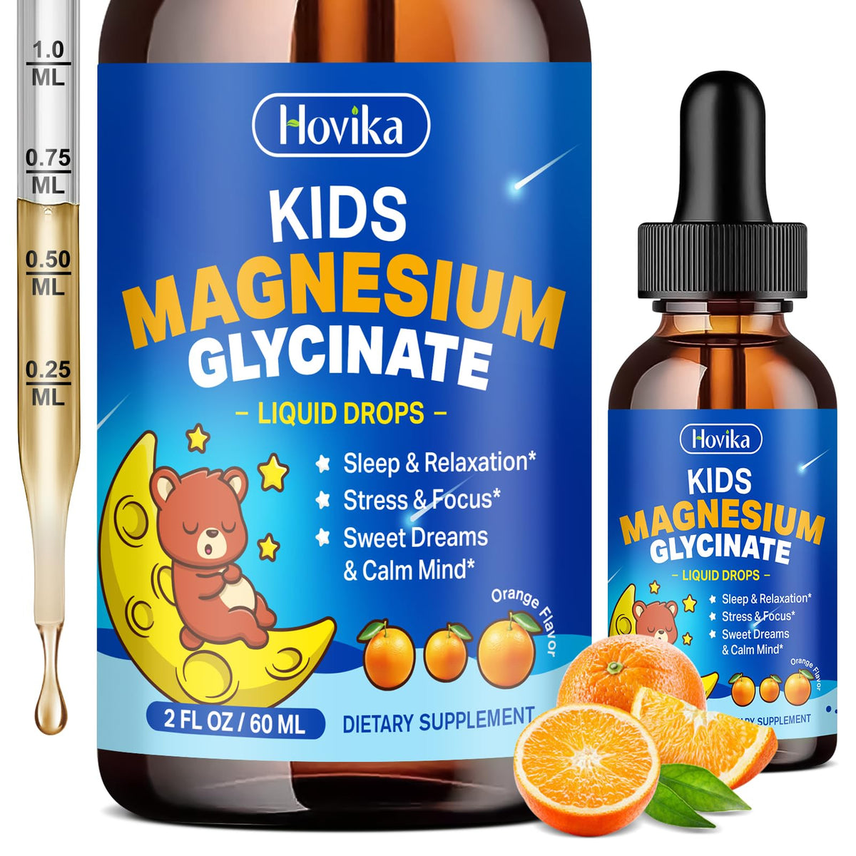 Gouttes de magnésium glycinate Hovika 2 fl oz vue avant