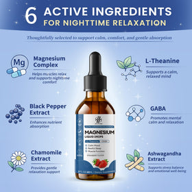 Gouttes de magnésium glycinate iMATCHME sur un fond de fruits