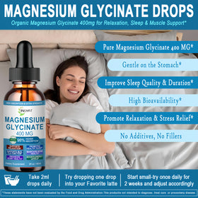 Gouttes de magnésium glycinate JINGYAT 400mg - compte-gouttes inclus