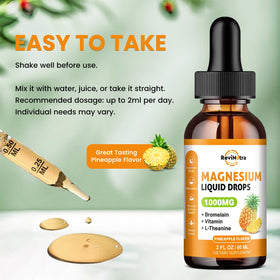 Gouttes de magnésium glycinate ReviNutra et ingrédients naturels