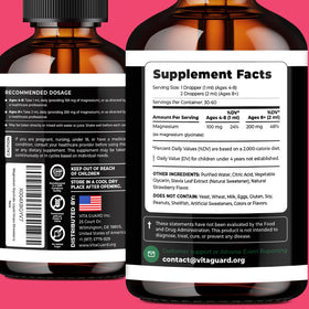 Gouttes de magnésium glycinate Vita Guard avec compte-gouttes
