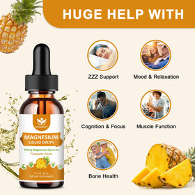 Gouttes de magnésium glycinate WOGORGT avec fruits ananas en arrière-plan