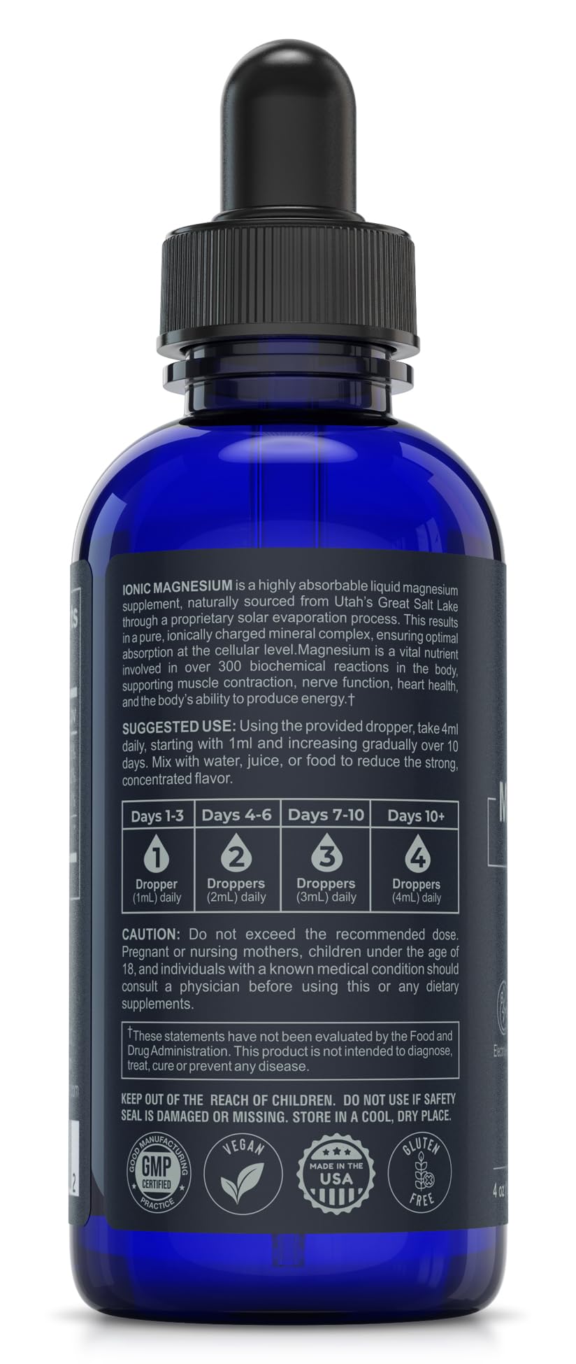 Gouttes de magnésium ionique TRULIFE NATURALS versées dans une cuillère