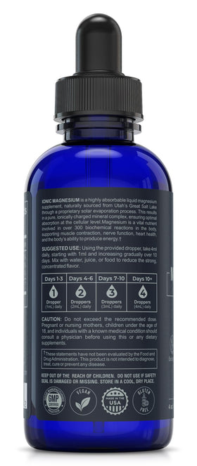 Gouttes de magnésium ionique TRULIFE NATURALS versées dans une cuillère