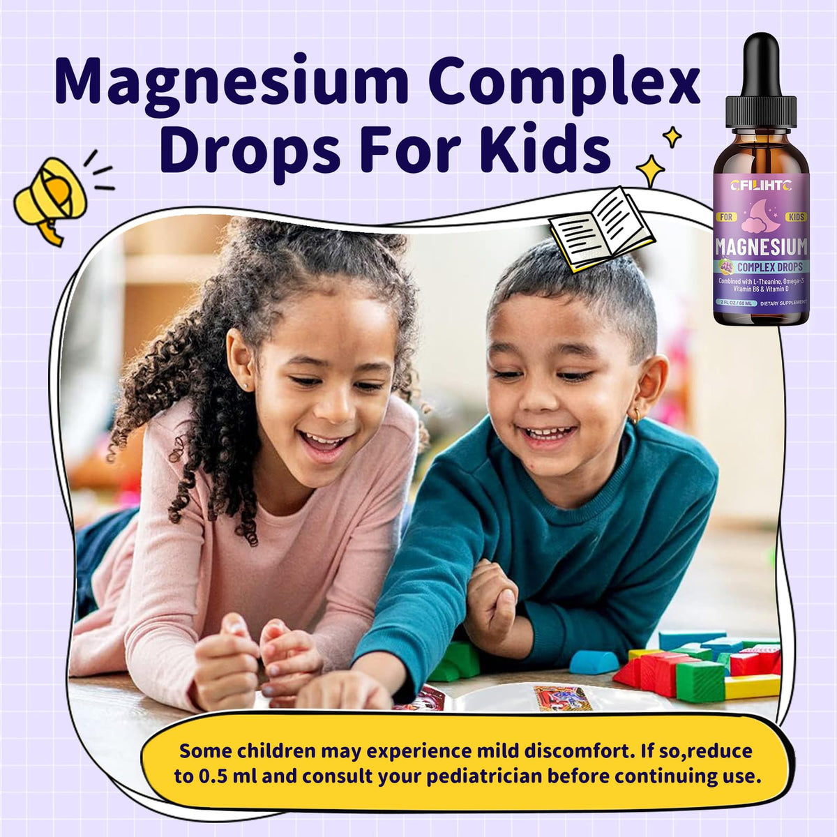 Gouttes de magnésium liquide CFILIHTC avec bouchon ouvert
