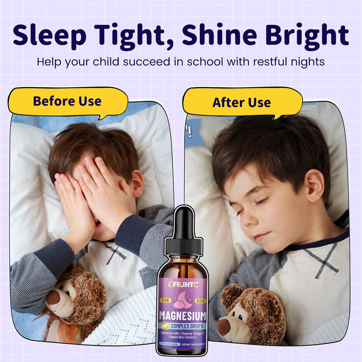 Gouttes de magnésium liquide CFILIHTC avec une cuillère doseuse