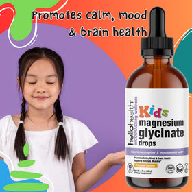 Gouttes de magnésium liquide HELLO HEALTH avec étiquette visible