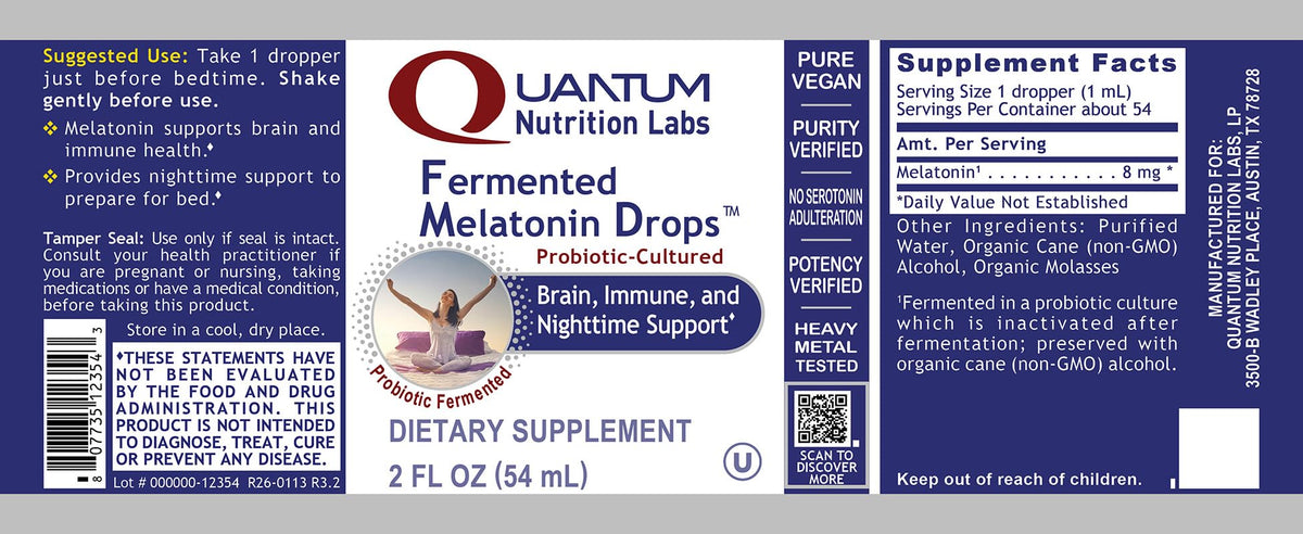 Gouttes de mélatonine Quantum Nutrition dans un environnement de sommeil