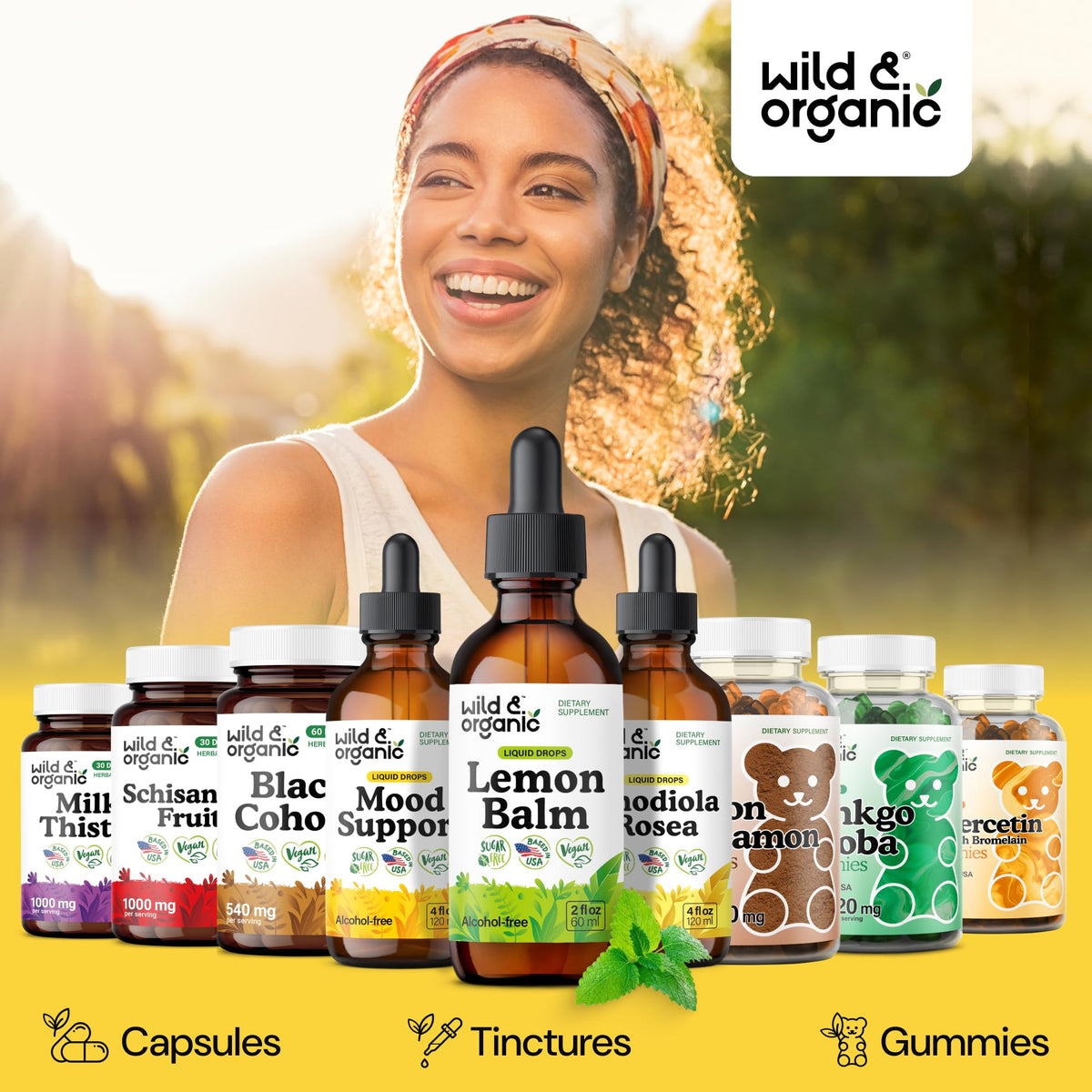 Gouttes de mélisse Wild & Organic avec ingrédients naturels