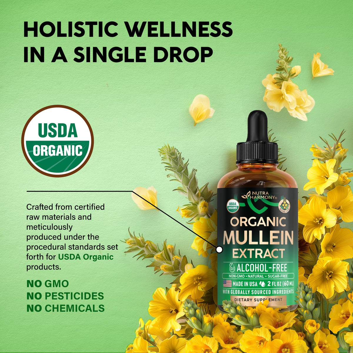 Gouttes de Molène Bio NUTRAHARMONY avec fond naturel