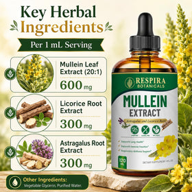 Gouttes de Molène Respira Botanicals sur fond blanc