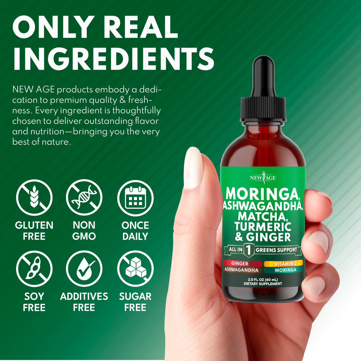 Gouttes de Moringa NEW AGE à côté d'autres compléments alimentaires