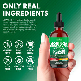 Gouttes de Moringa NEW AGE à côté d'autres compléments alimentaires
