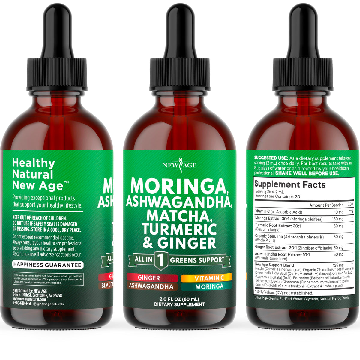 Gouttes de Moringa NEW AGE avec un fond naturel