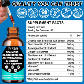 Gouttes de Mousse de Mer Bio AMENQ hHEALTH étiquette de produit