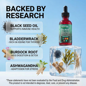 Gouttes de Mousse de Mer Biologique Clean Nutraceuticals sur une table