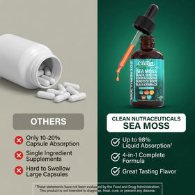 Gouttes de Mousse de Mer Clean Nutraceuticals avec d'autres compléments alimentaires