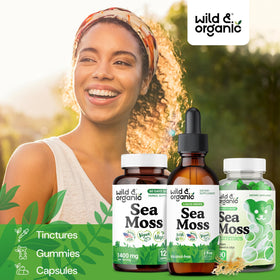 Gouttes de mousse de mer Wild & Organic sur une table en bois