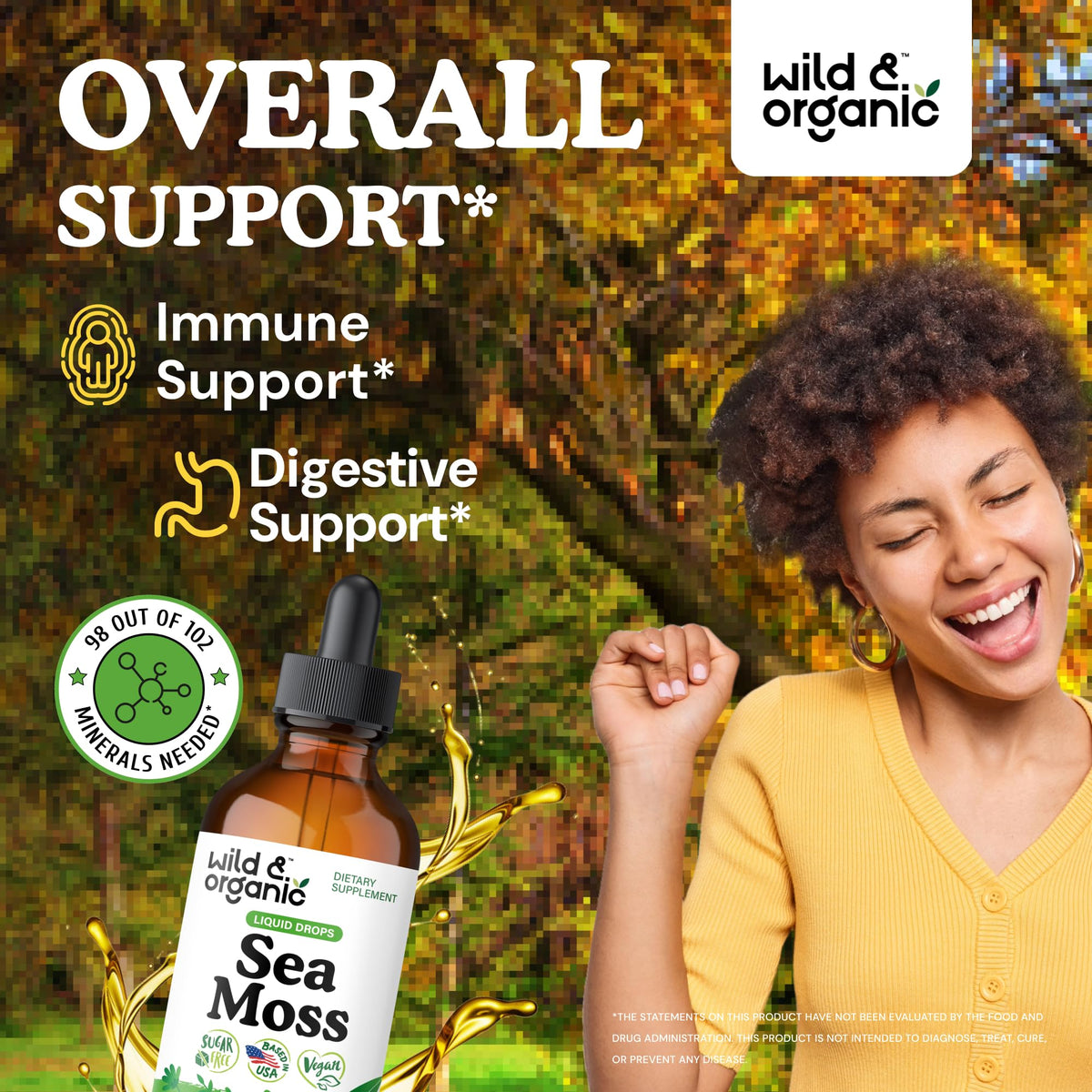 Gouttes de mousse de mer Wild & Organic versées dans une cuillère