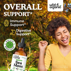 Gouttes de mousse de mer Wild & Organic versées dans une cuillère