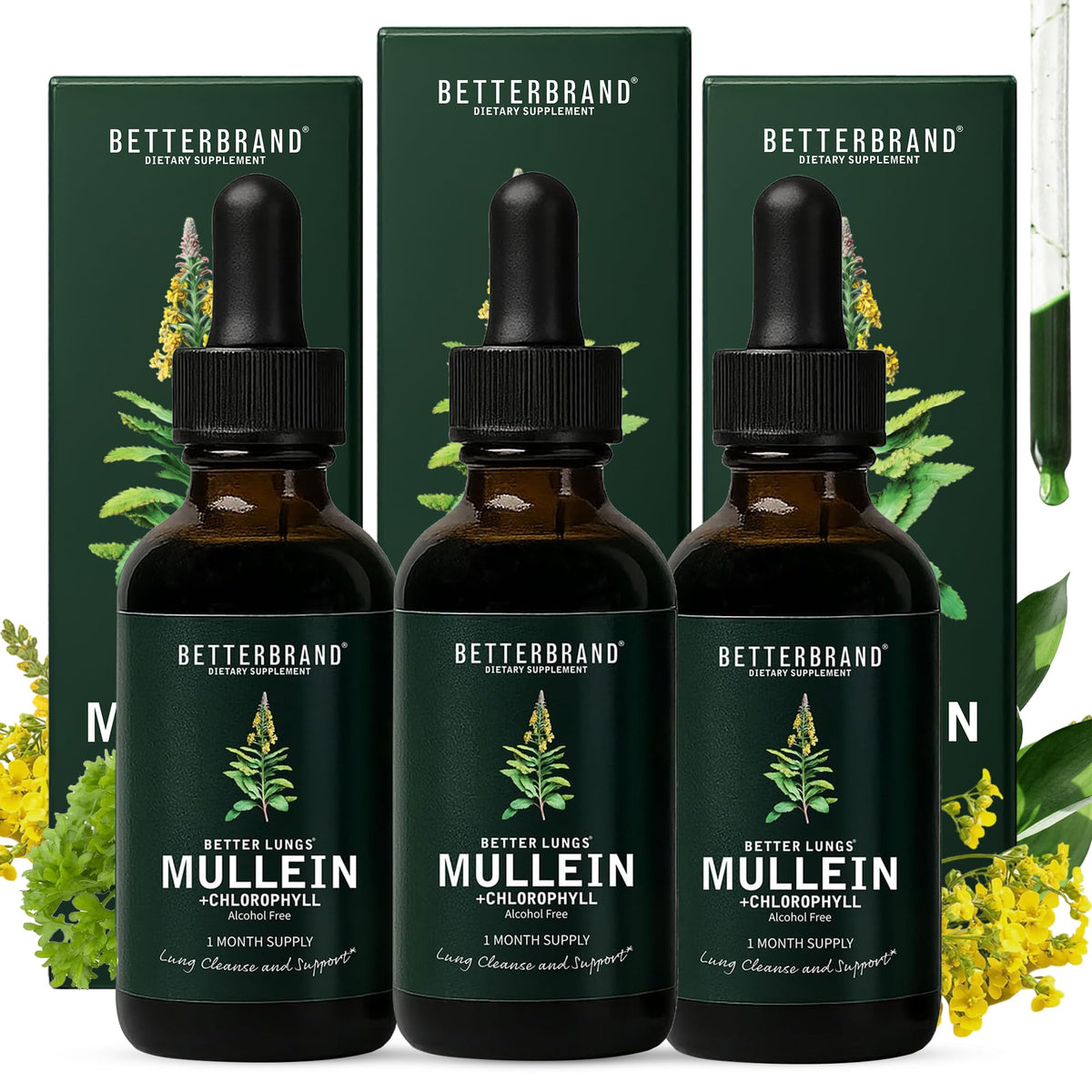 Gouttes de Mullein Betterbrand 431g vue avant avec étiquette