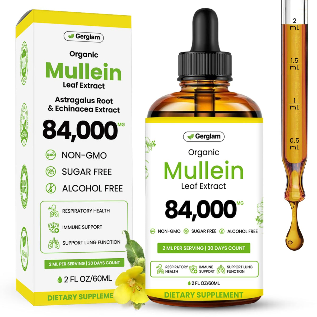 Gouttes de Mullein de Gerglam 2 fl oz, vue avant