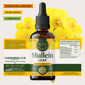 Gouttes de Mullein HERBAMAMA avec un verre d'eau et un citron