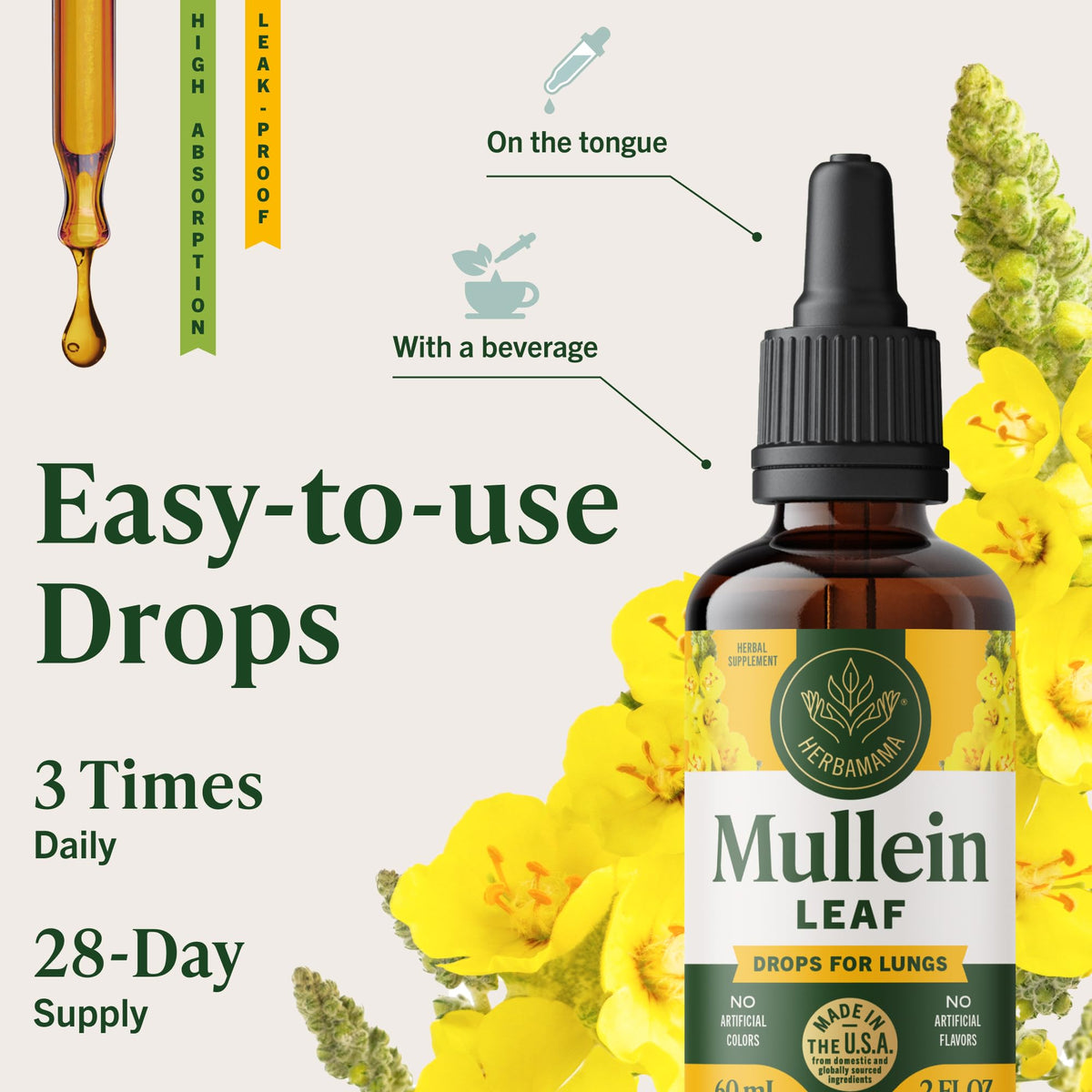Gouttes de Mullein HERBAMAMA dans un cadre de vie quotidienne