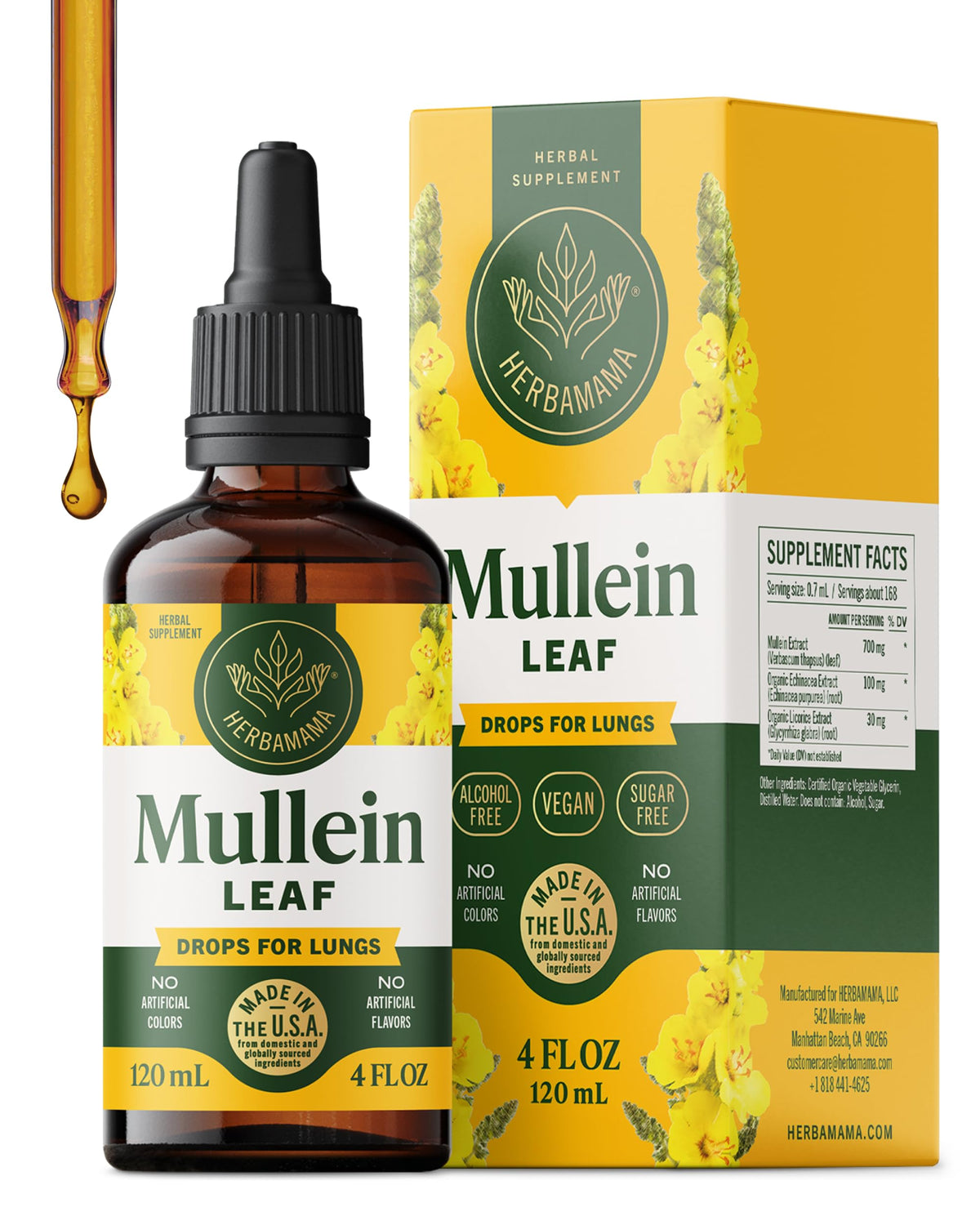 Gouttes de Mullein HERBAMAMA en bouteille avec étiquette