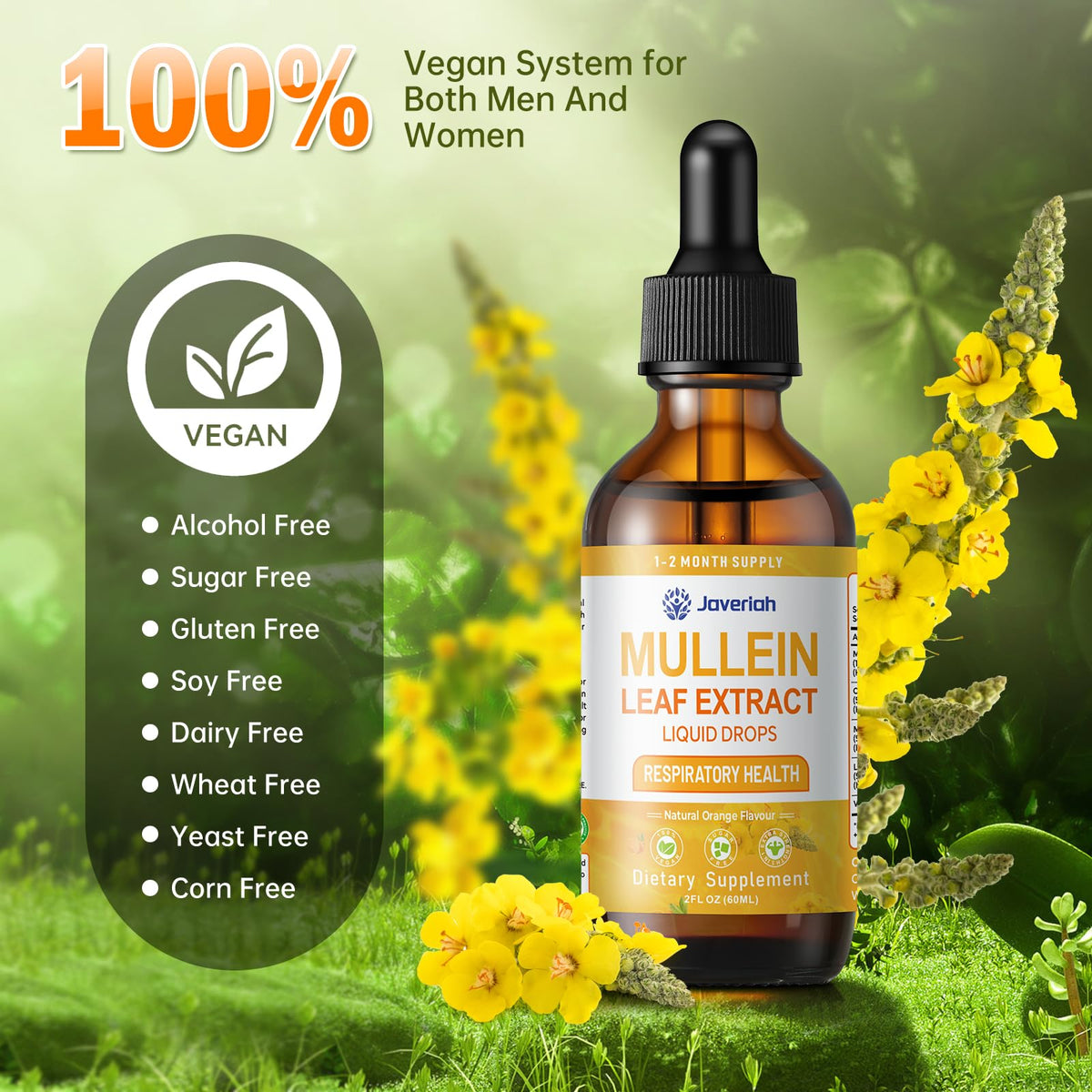 Gouttes de Mullein Javeriah à côté de produits de santé