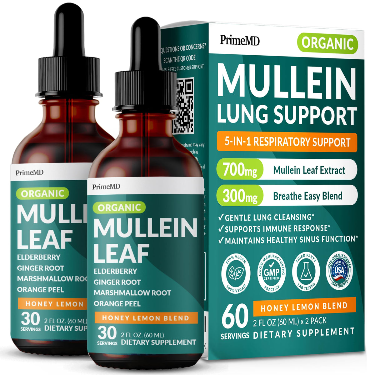 Gouttes de Mullein PrimeMD en flacon avec étiquette