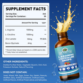 Gouttes de NIUTRLUXE L-Citrulline L-Arginine avec étiquette détaillée